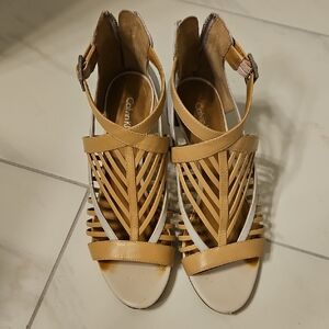 Calvin Klein Well Worn Last Night Beige and White Strappy Sandals